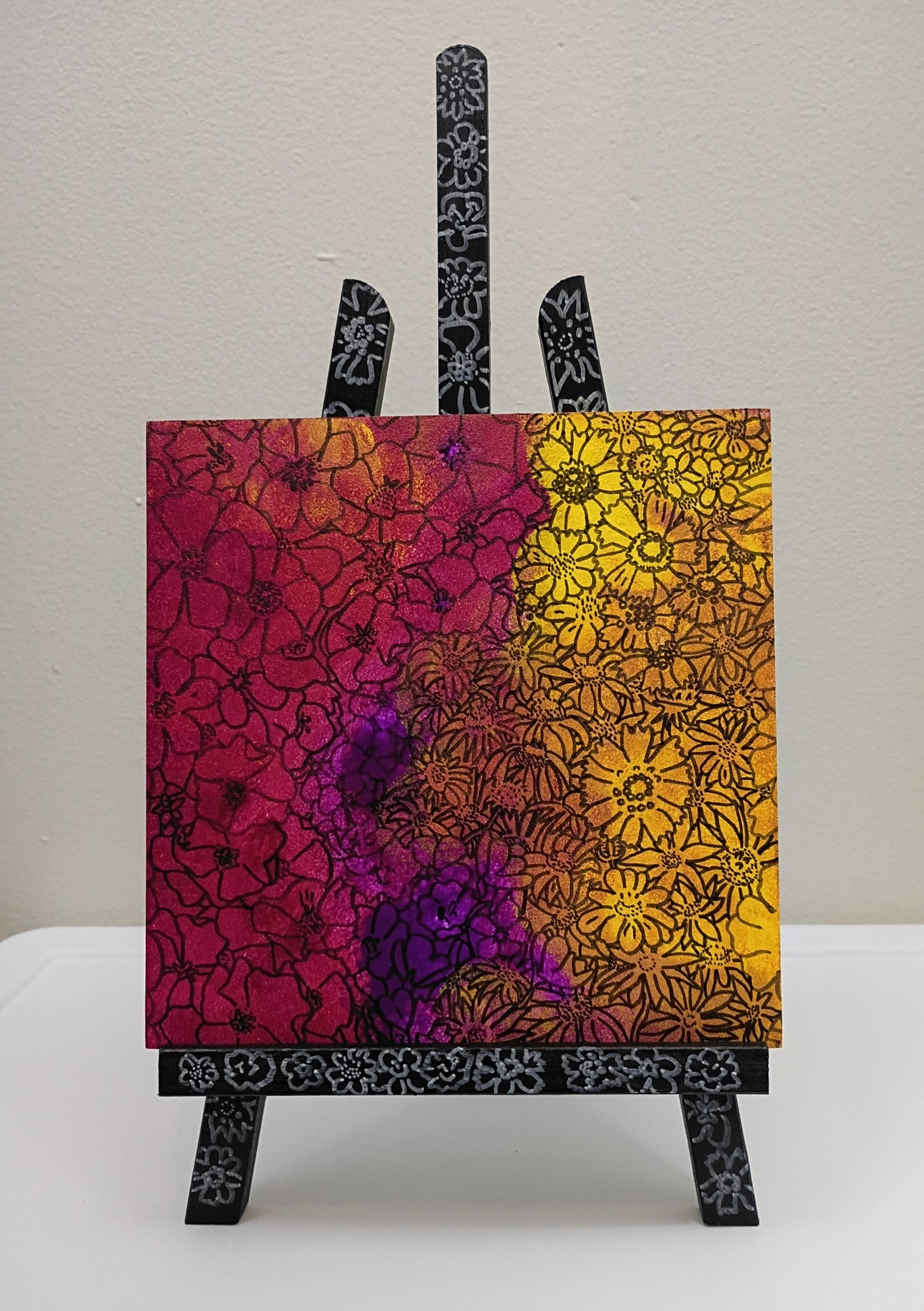 Hand Painted Floral Easel